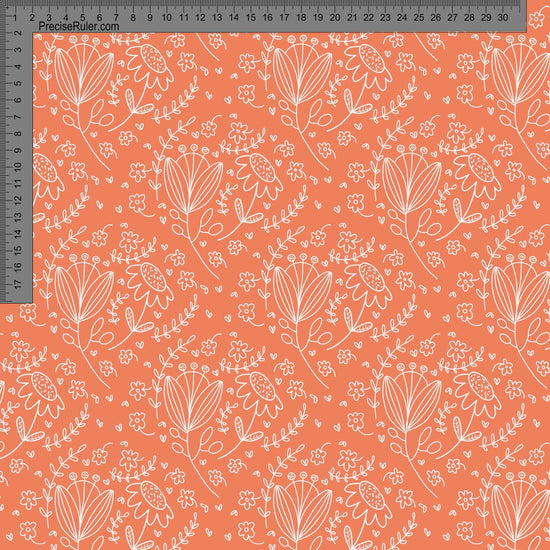 Floral Line Art Orange - Sarah McAlpine Art- Custom Pre Order