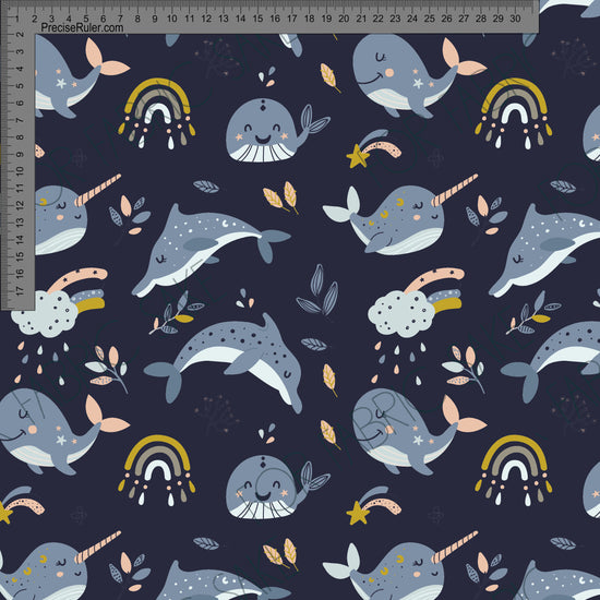 Narwhals on Navy- Custom Pre-order