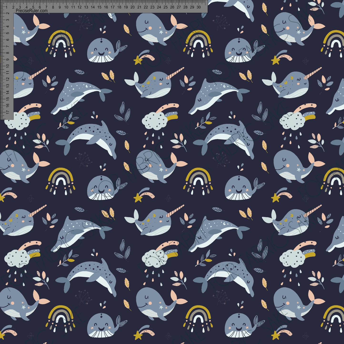 Narwhals on Navy- Custom Pre-order