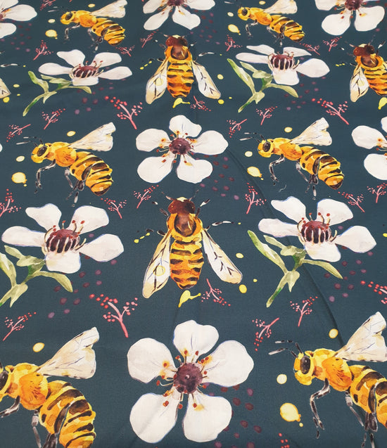 Manuka Flowers and Bees on Teal- Fiona Clarke Design- Custom Pre Order