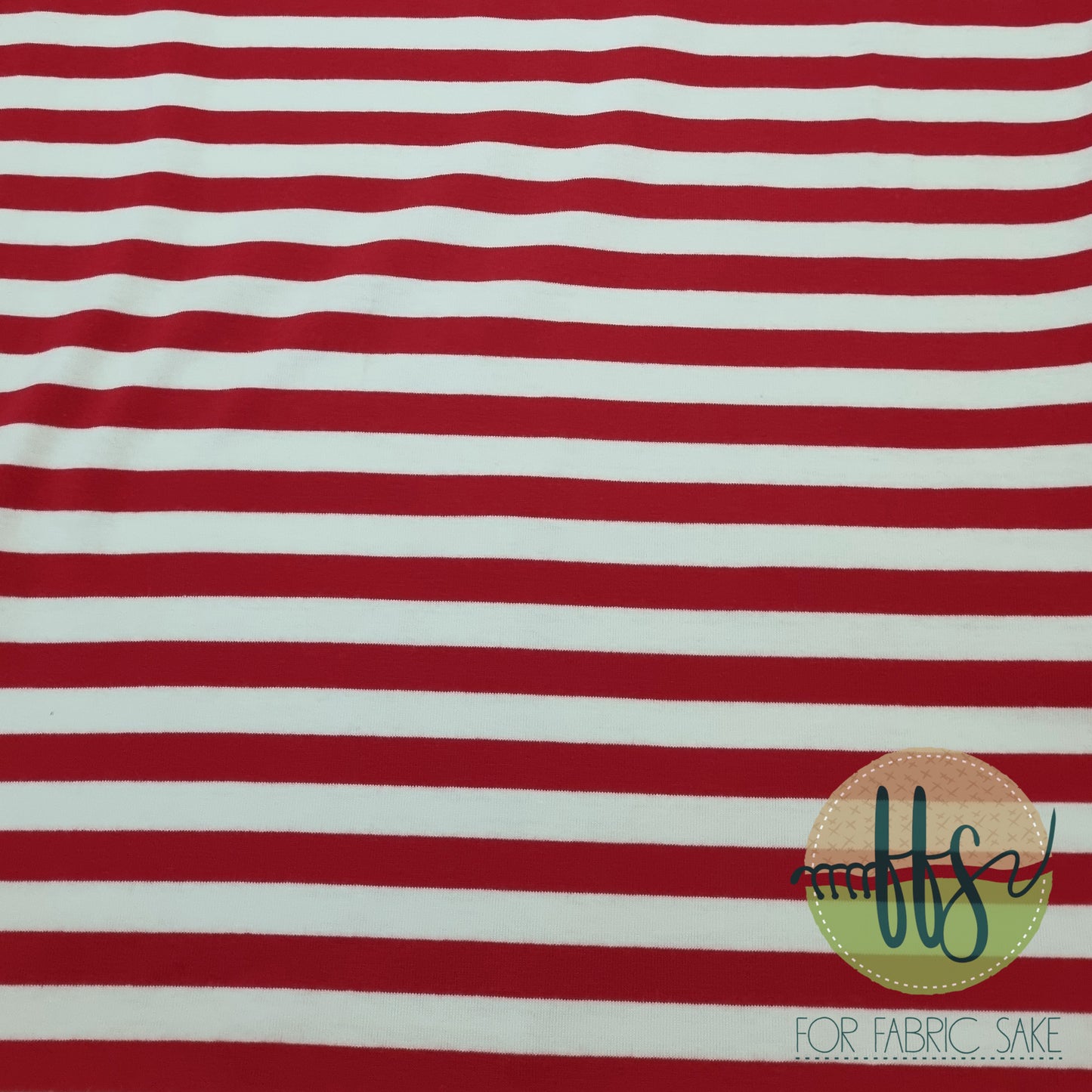 Red & White 1cm Stripes - Cotton Spandex - Yarn Dyed
