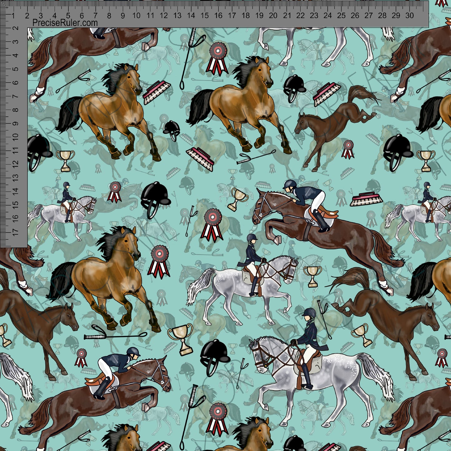 Horses on Teal - Sarah McAlpine Art- Custom Pre Order