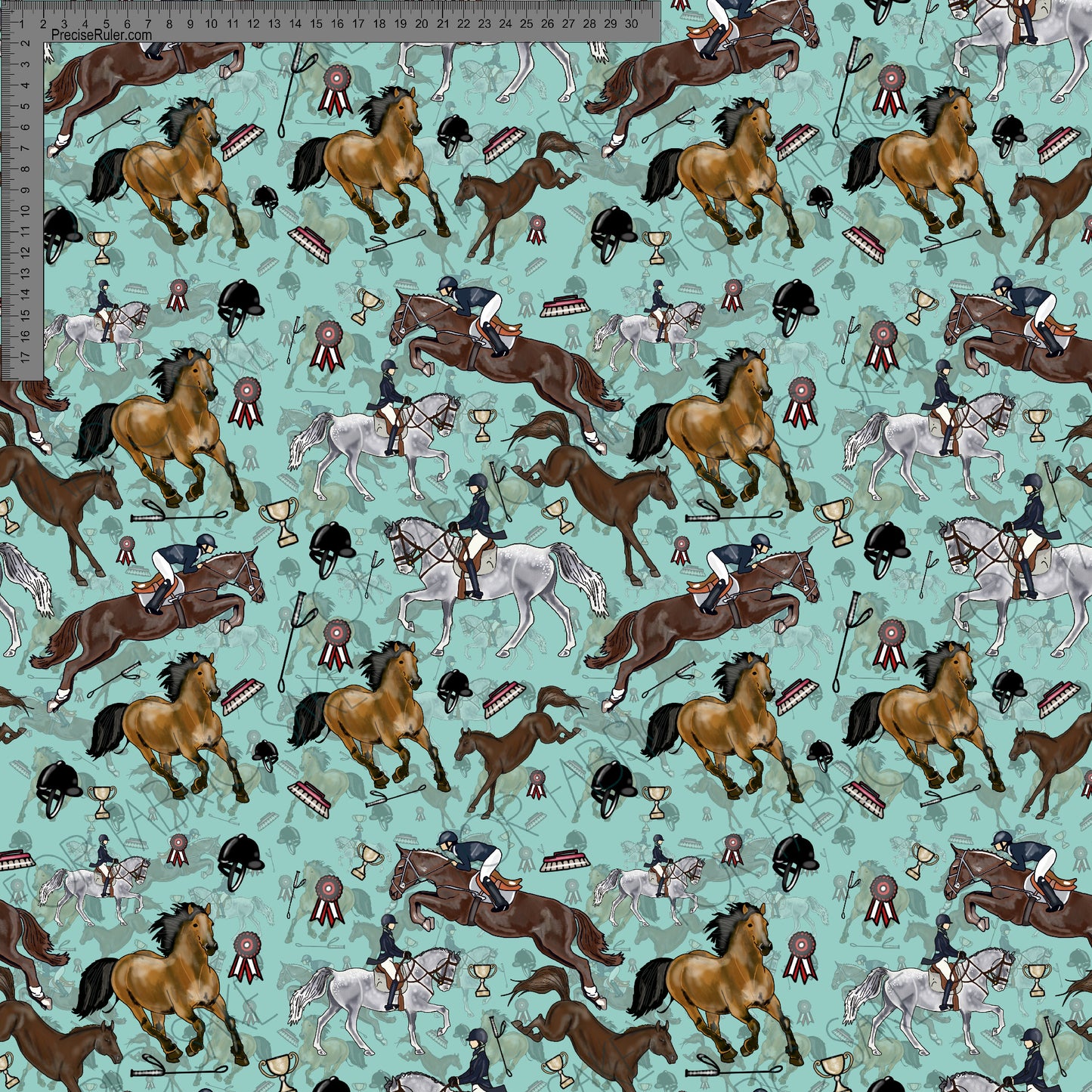 Horses on Teal - Sarah McAlpine Art- Custom Pre Order
