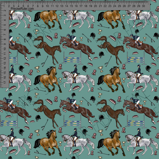 Horses on Darker Teal Single Layer - Sarah McAlpine Art- Custom Pre Order