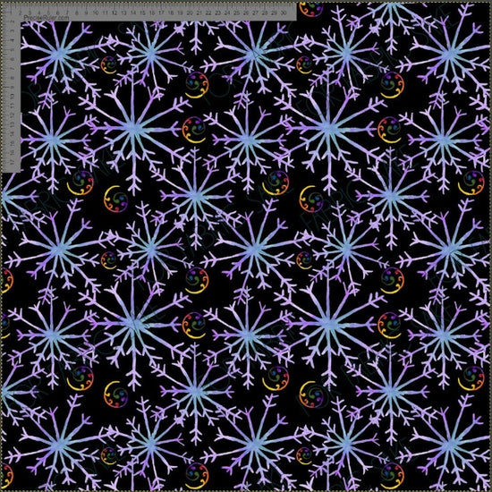 Rainbow Koru and snowflake on black -Fiona Clarke Design- Custom Pre-order