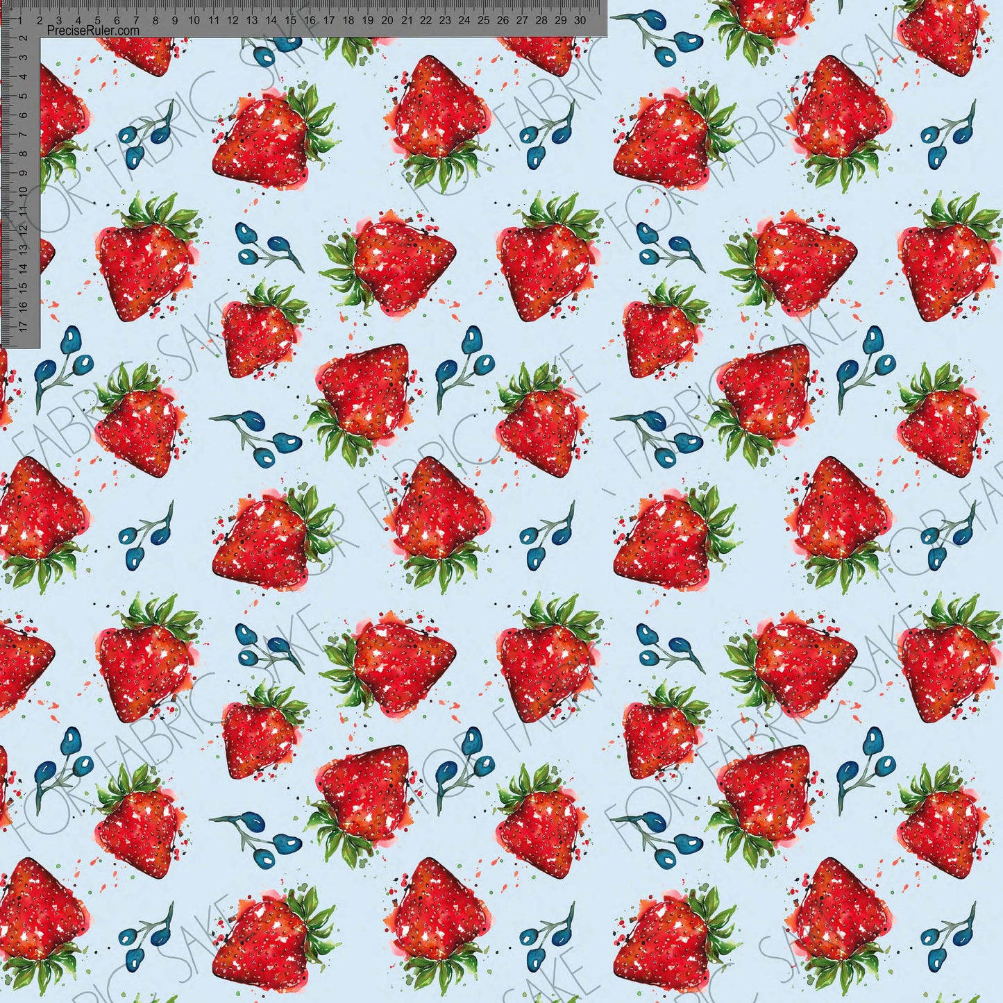 Strawberries on pale blue- Fiona Clarke Design-  Custom Pre Order