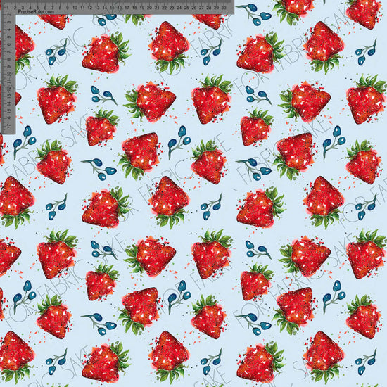 Strawberries on pale blue- Fiona Clarke Design-  Custom Pre Order