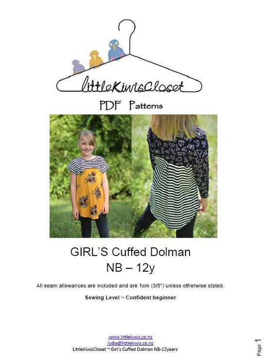 Girl's Cuffed Dolman-NB -12Yrs - Little Kiwis Closet