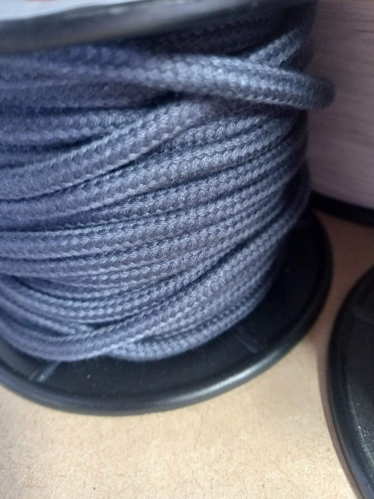 5mm Braided Cotton Cord - Soft Feel - Charcoal