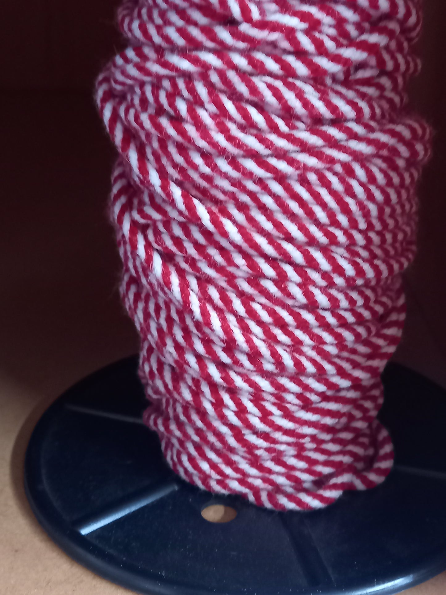 3mm Acrylic Braided Cord - Red and White Candy Cane