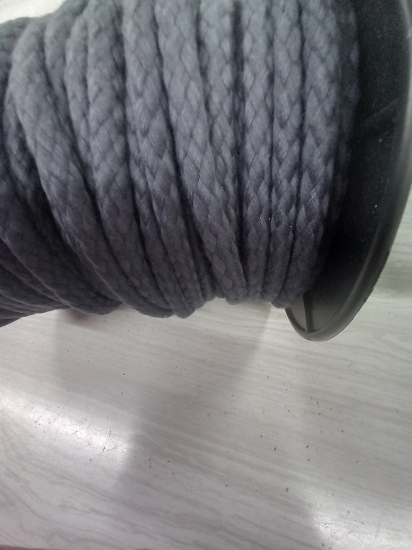 12mm Braided Cotton Cord - Charcoal with inner
