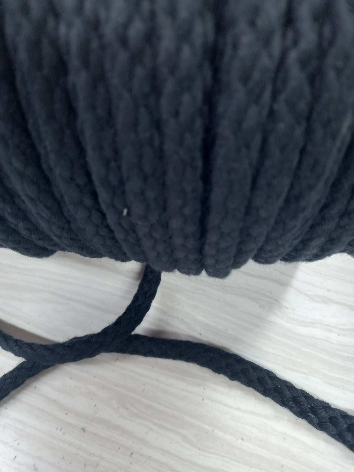 12mm Braided Cotton Cord - Black  hollow