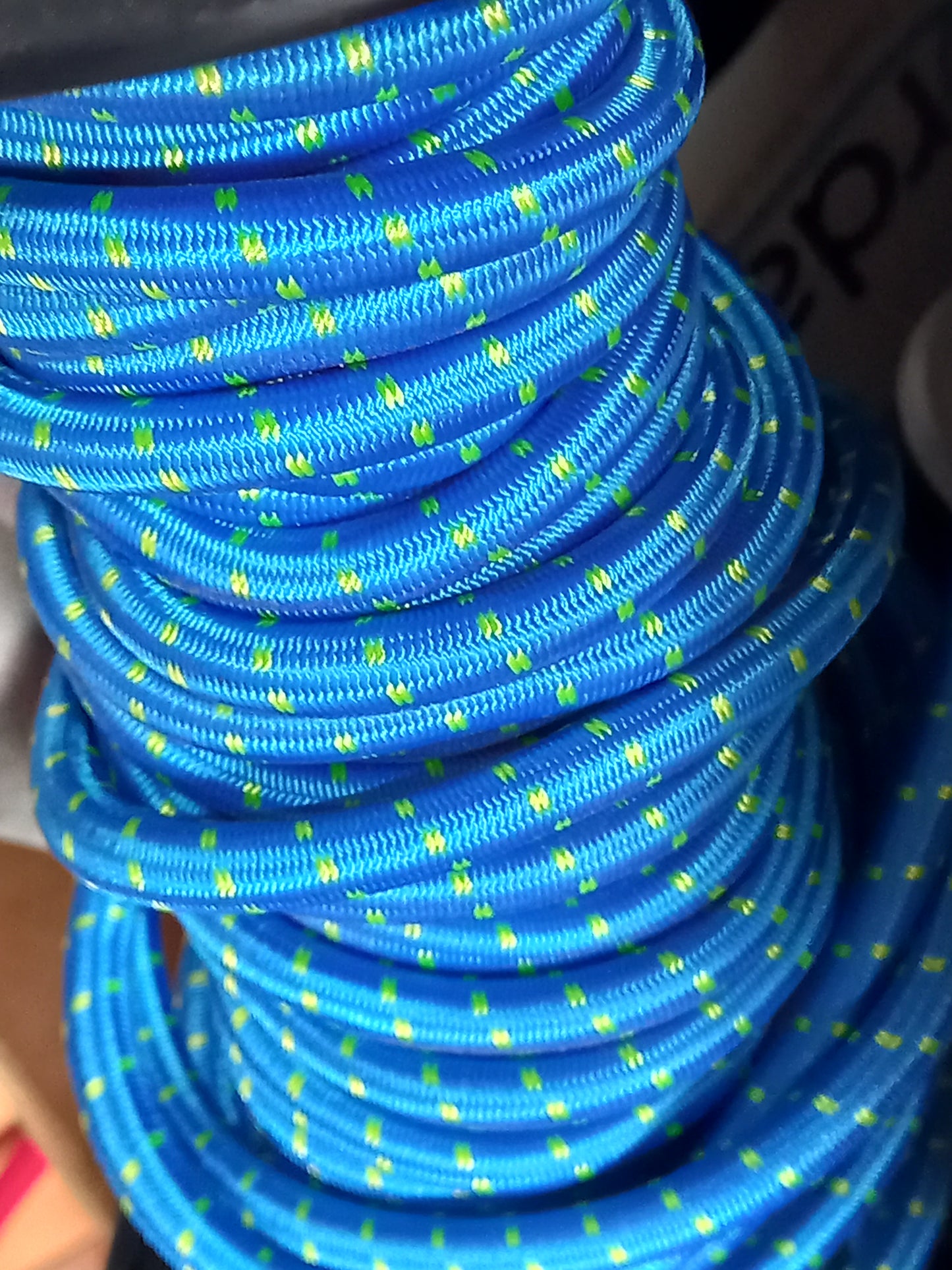 7mm Polyester Shockcord(Bungy) - Turquoise /Yellow Fleck
