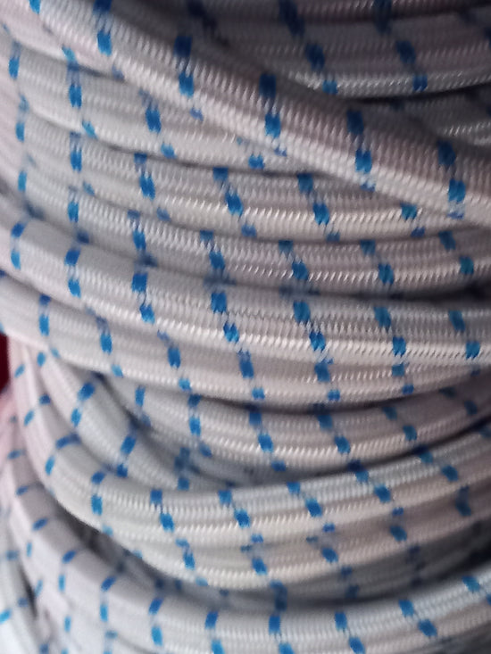 8mm Polyester Shockcord(Bungy) - White/Turq fleck
