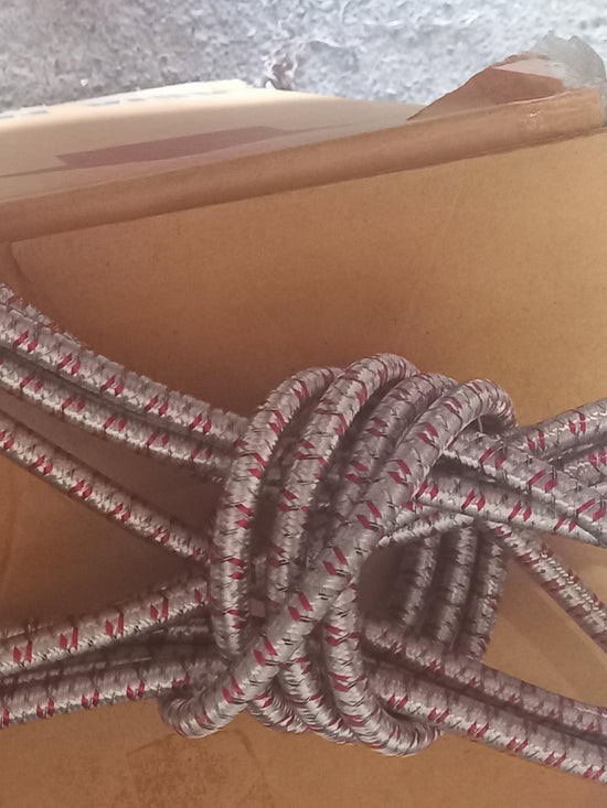 8mm Polyester Electrified Shockcord(Bungy) -White/red fleck