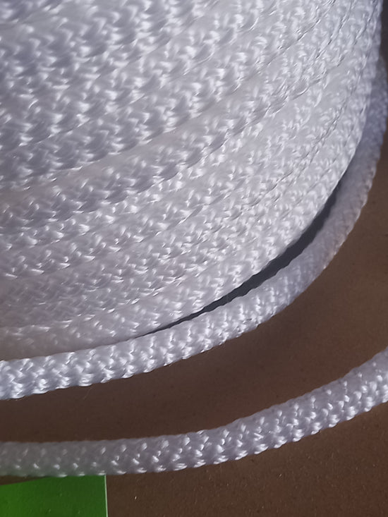 6mm Braided Polyester cord -White