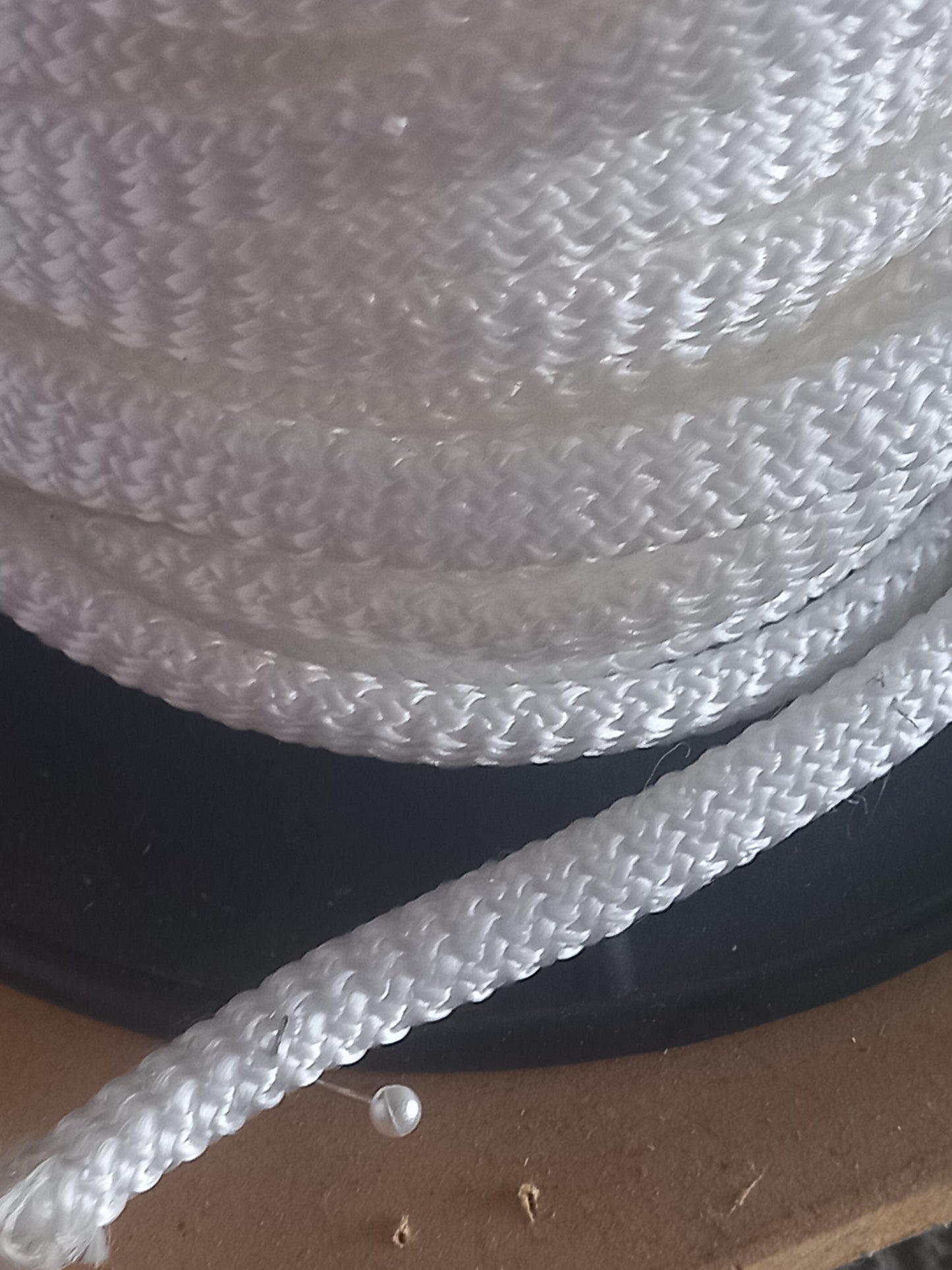 8mm Braided Polyester Cord - white