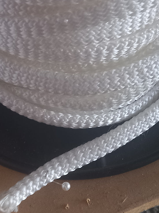 8mm Braided Polyester Cord - white