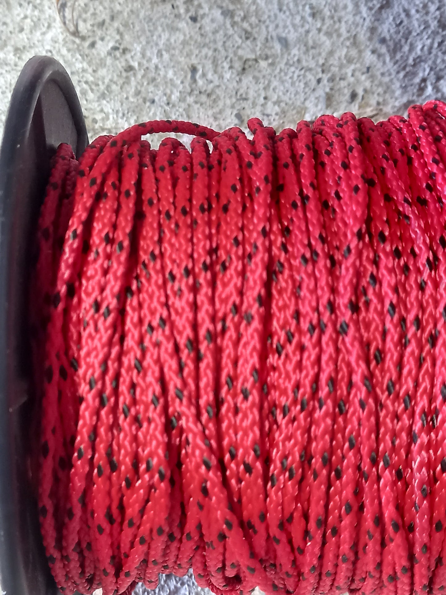 2mm Braided Polypropylene Cord -Red/black fleck