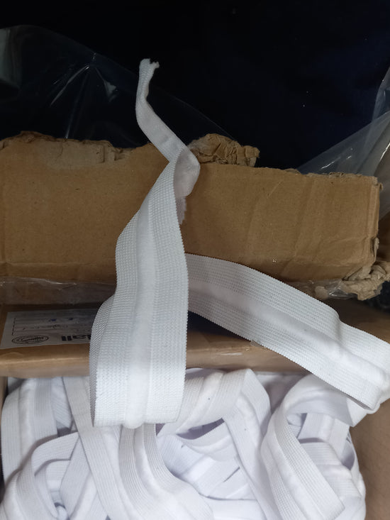 35mm Knitted Elastic with Nylon  Flat tape inside - White