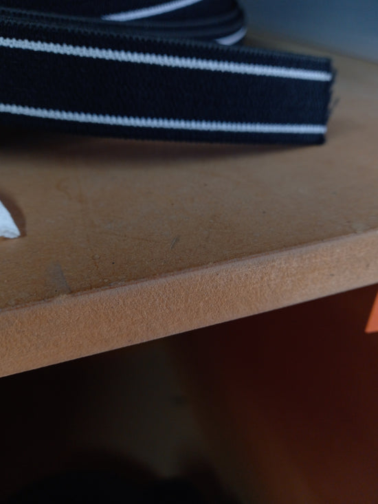 25mm Girth Elastic for horses -  Black with 2 white stripes