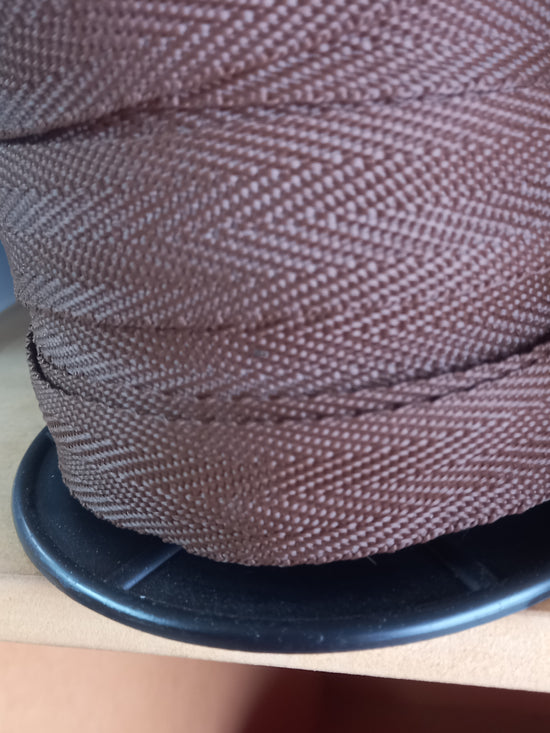 25mm polypropylene Herringbone webbing - Brown
