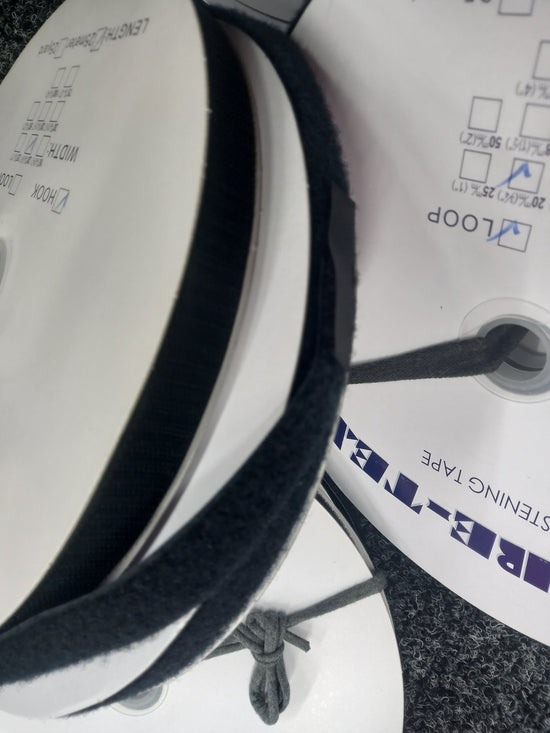 20mm  Sew on  Velcro- Black - hook only