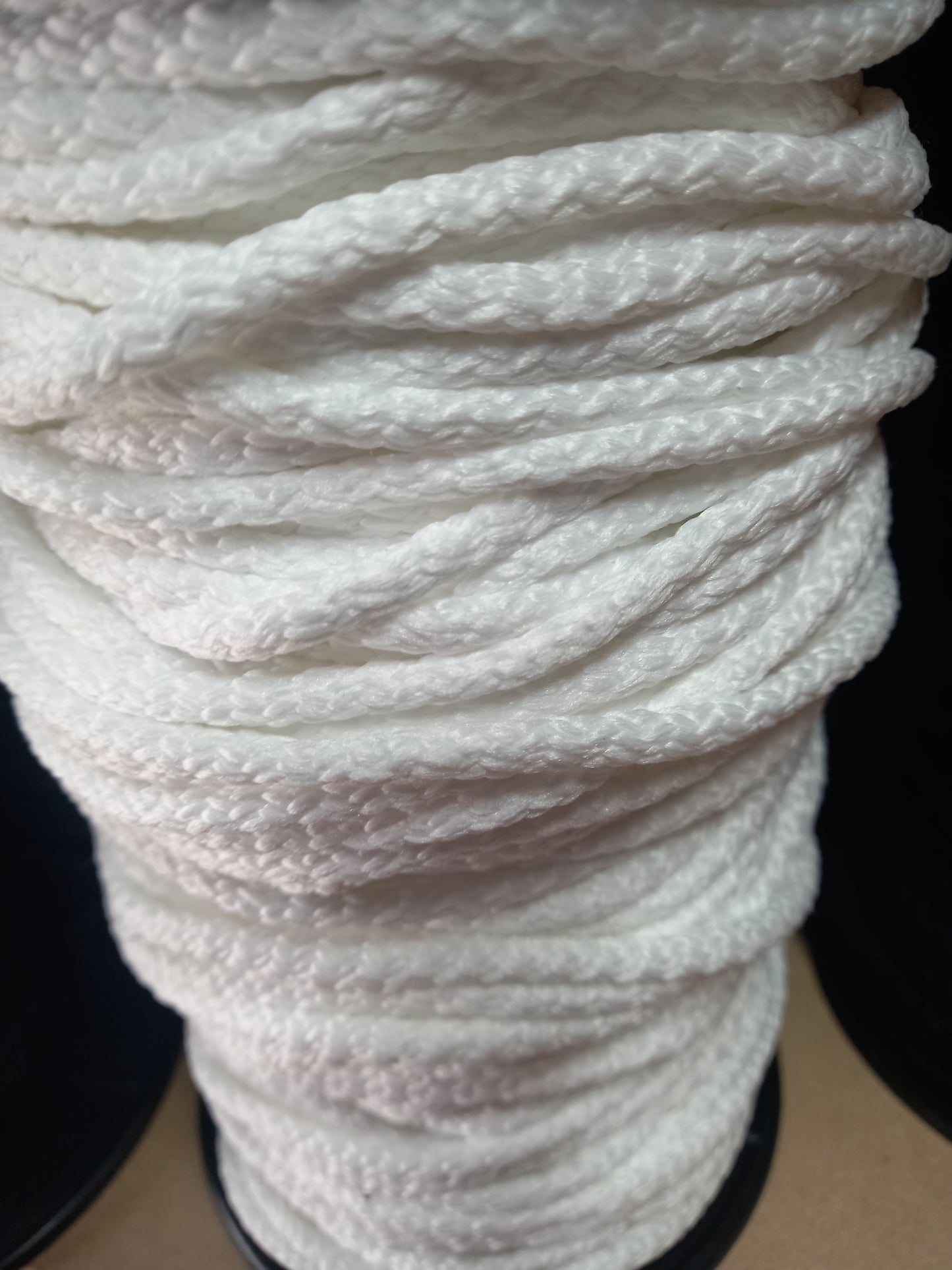 6mm Polyester Knitted Cord - White
