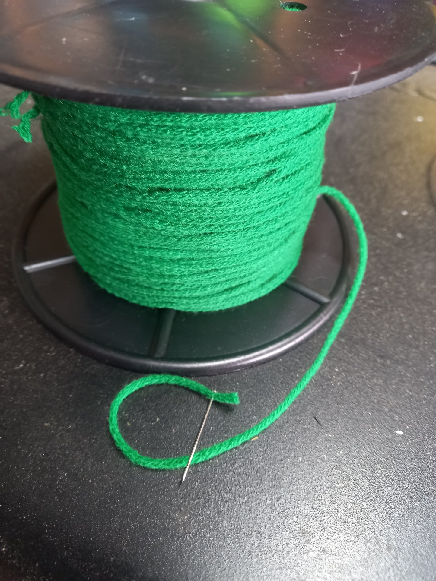 2mm knitted  Acrylic cord  -  Emerald