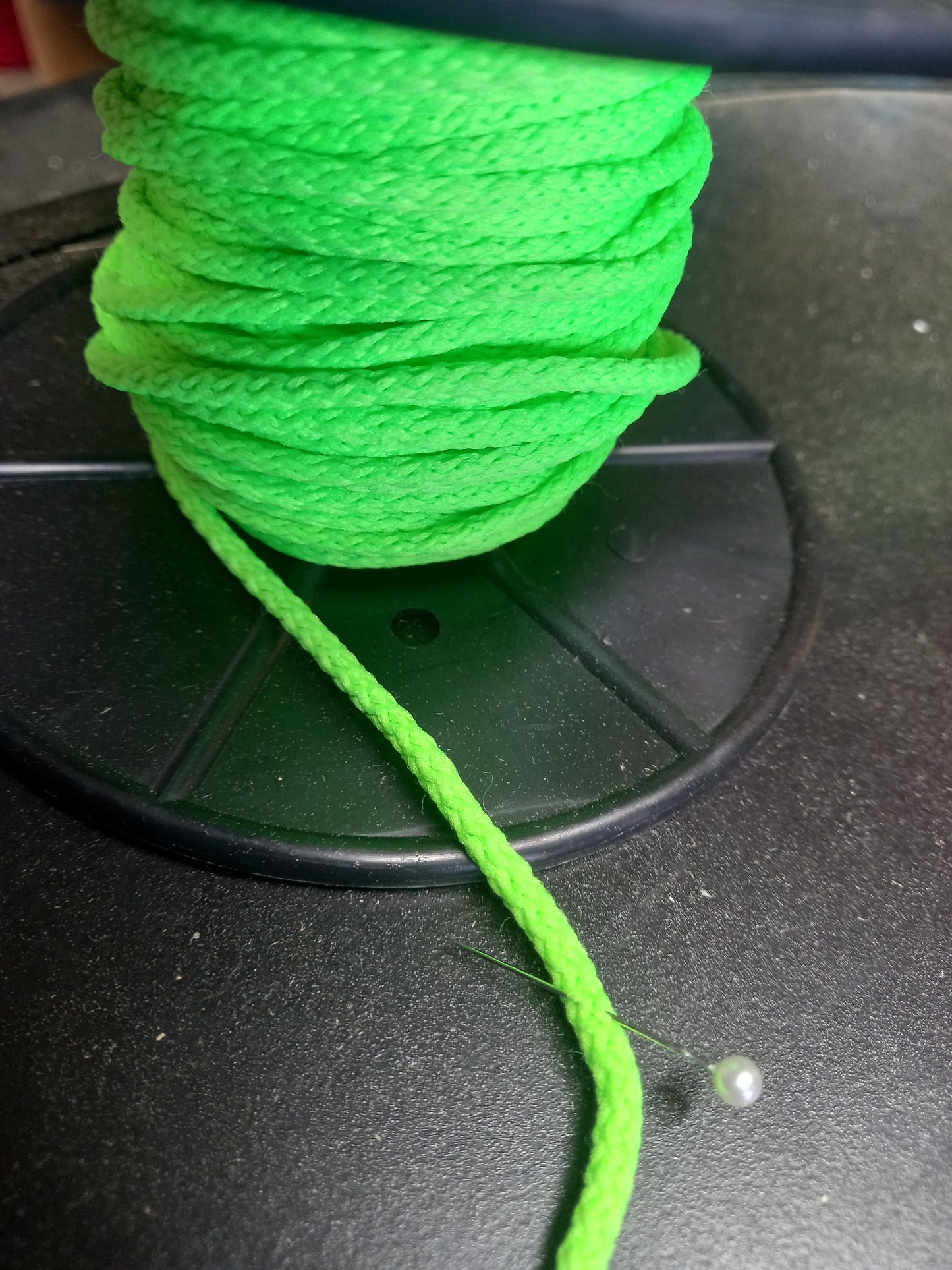 4mm Knitted  Nylon cord - Fluro green