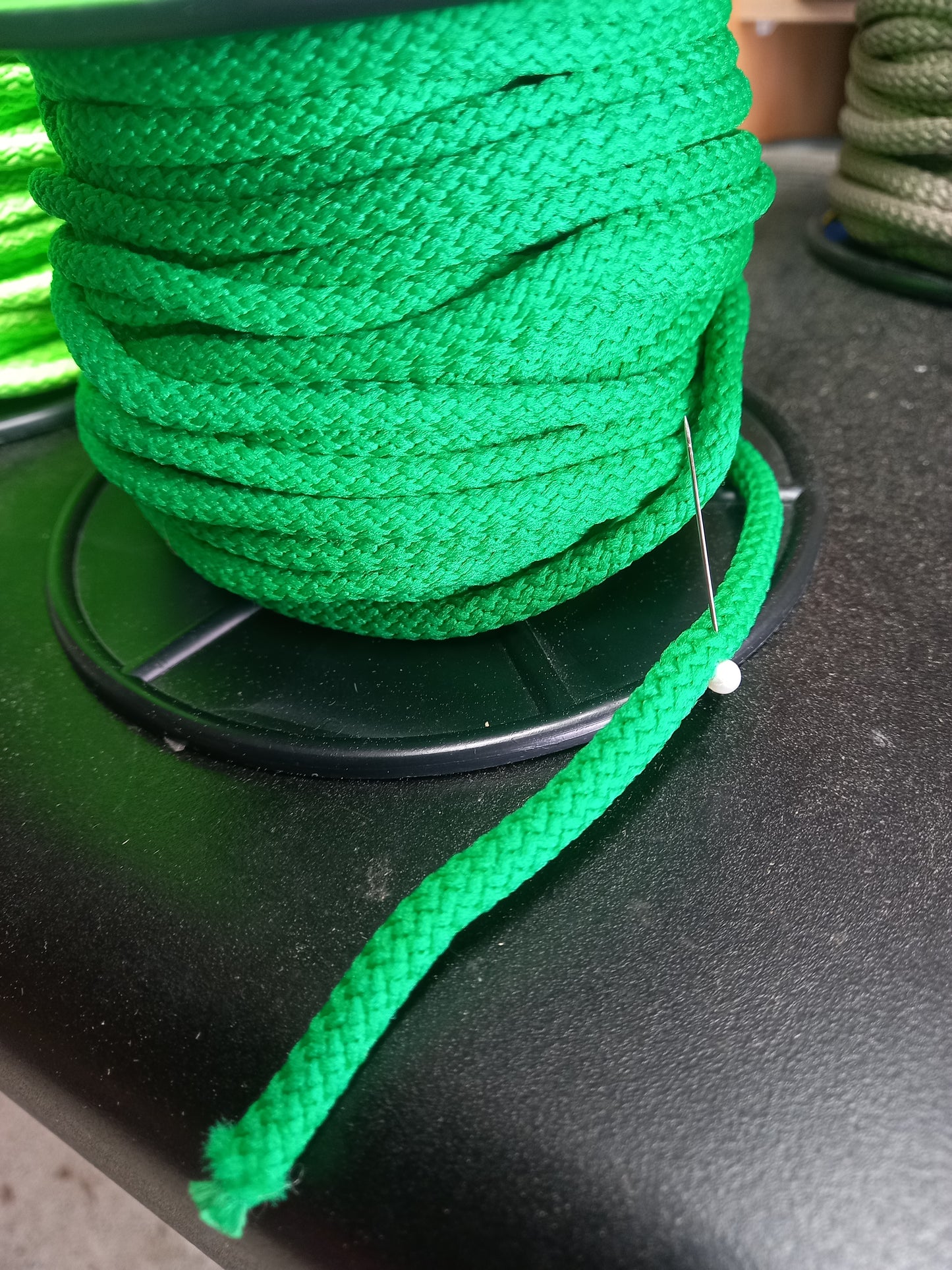 6mm Knitted  Nylon cord -Emerald