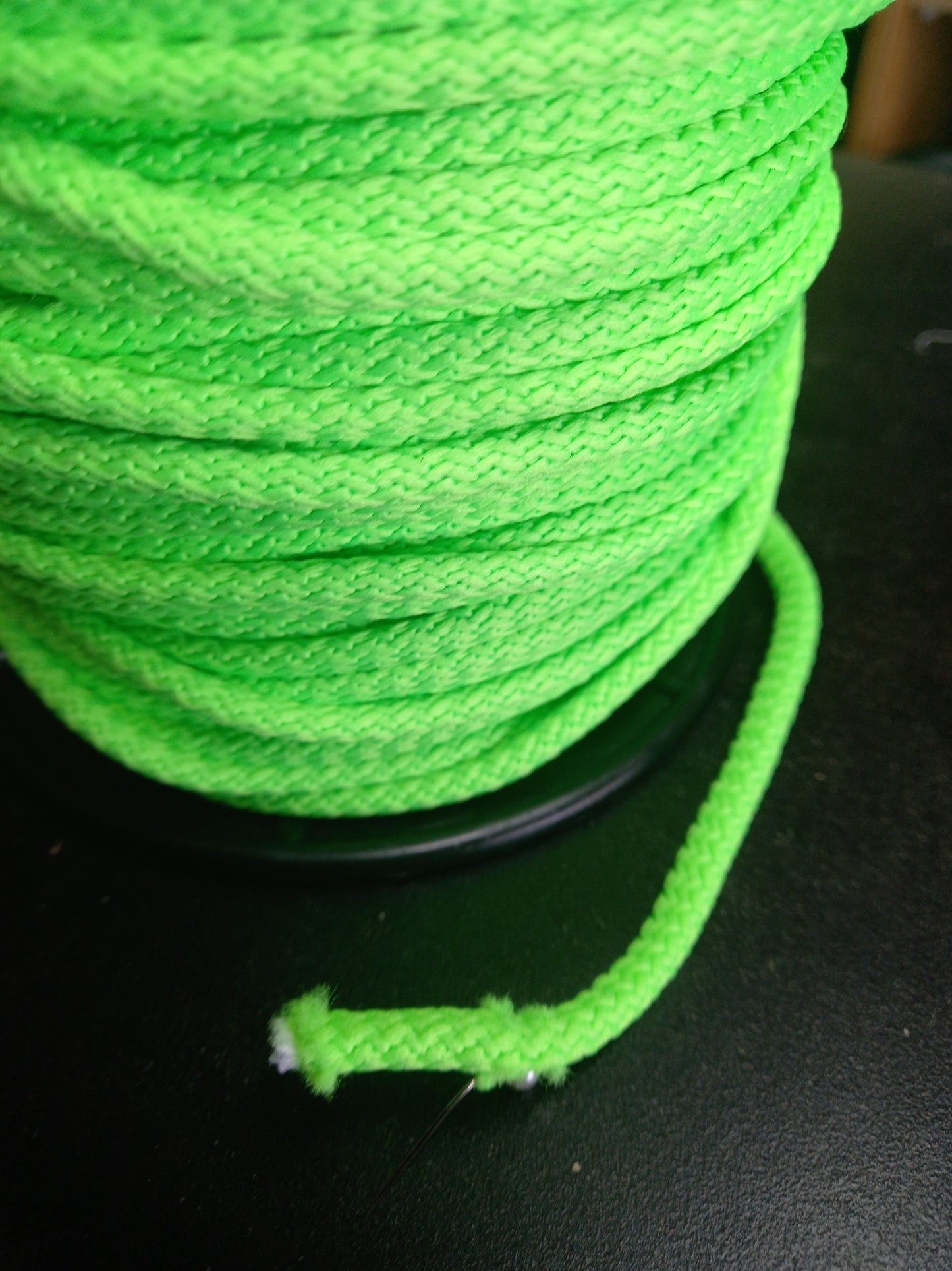 6mm Knitted  Nylon cord -fluro Green