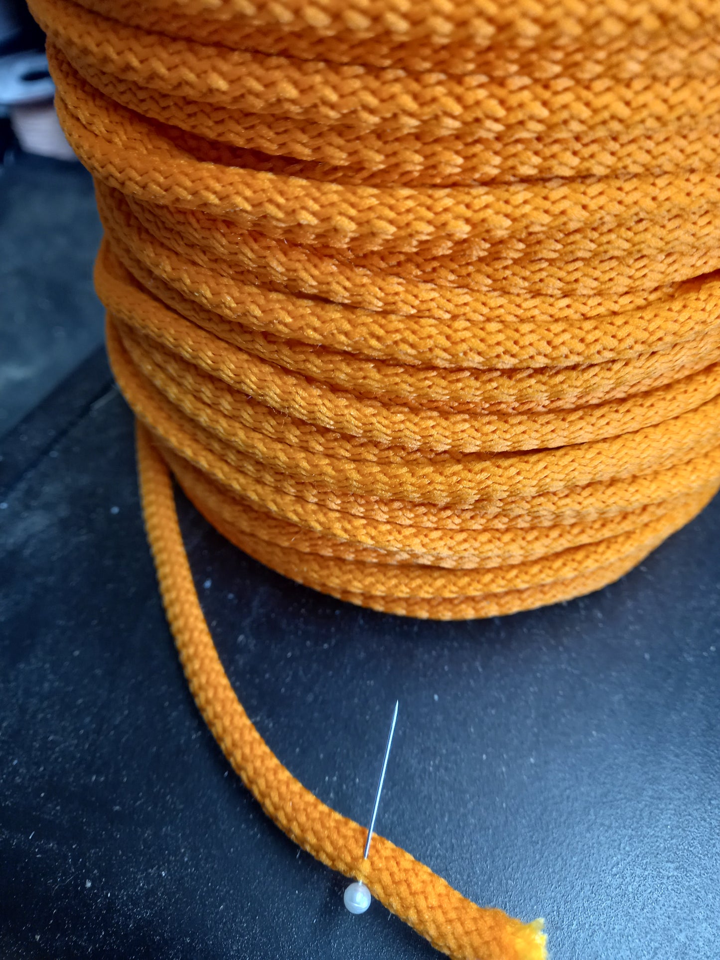 8mm Knitted  Nylon cord - Orange
