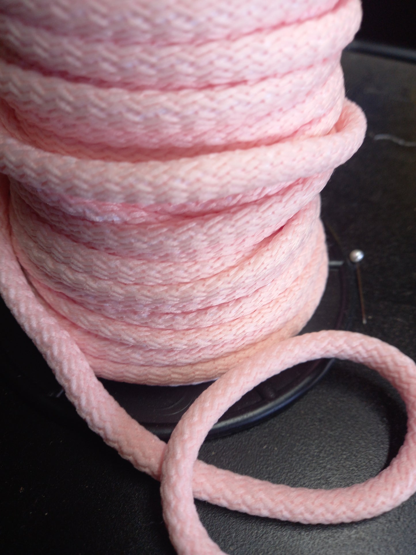 8mm Knitted  Nylon cord - Pale Pink
