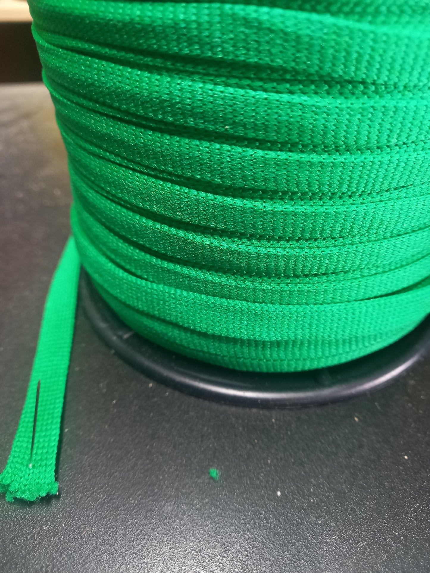 10mm knitted Nylon hollow tape -Emerald