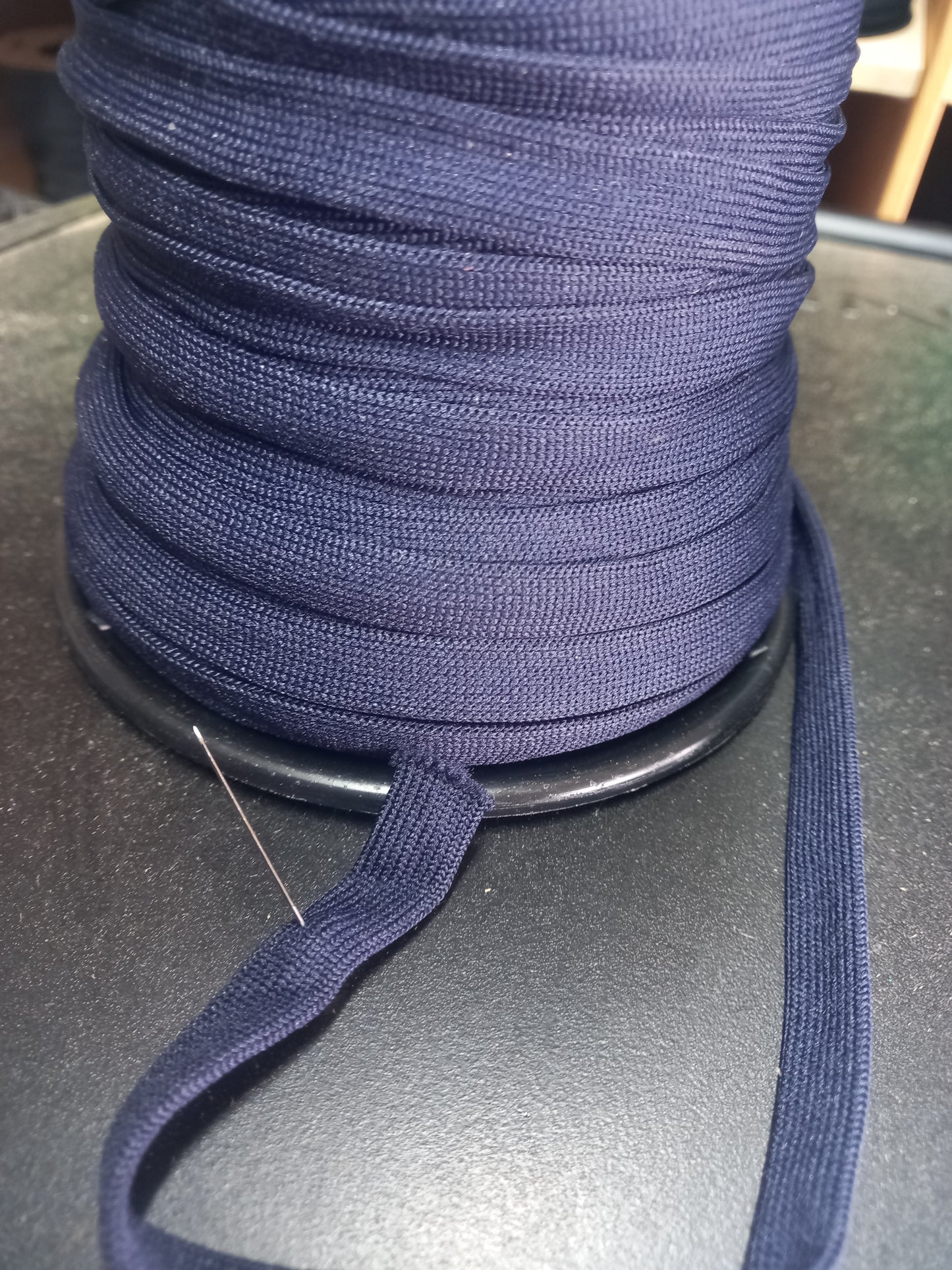 10mm knitted Nylon hollow tape -Navy