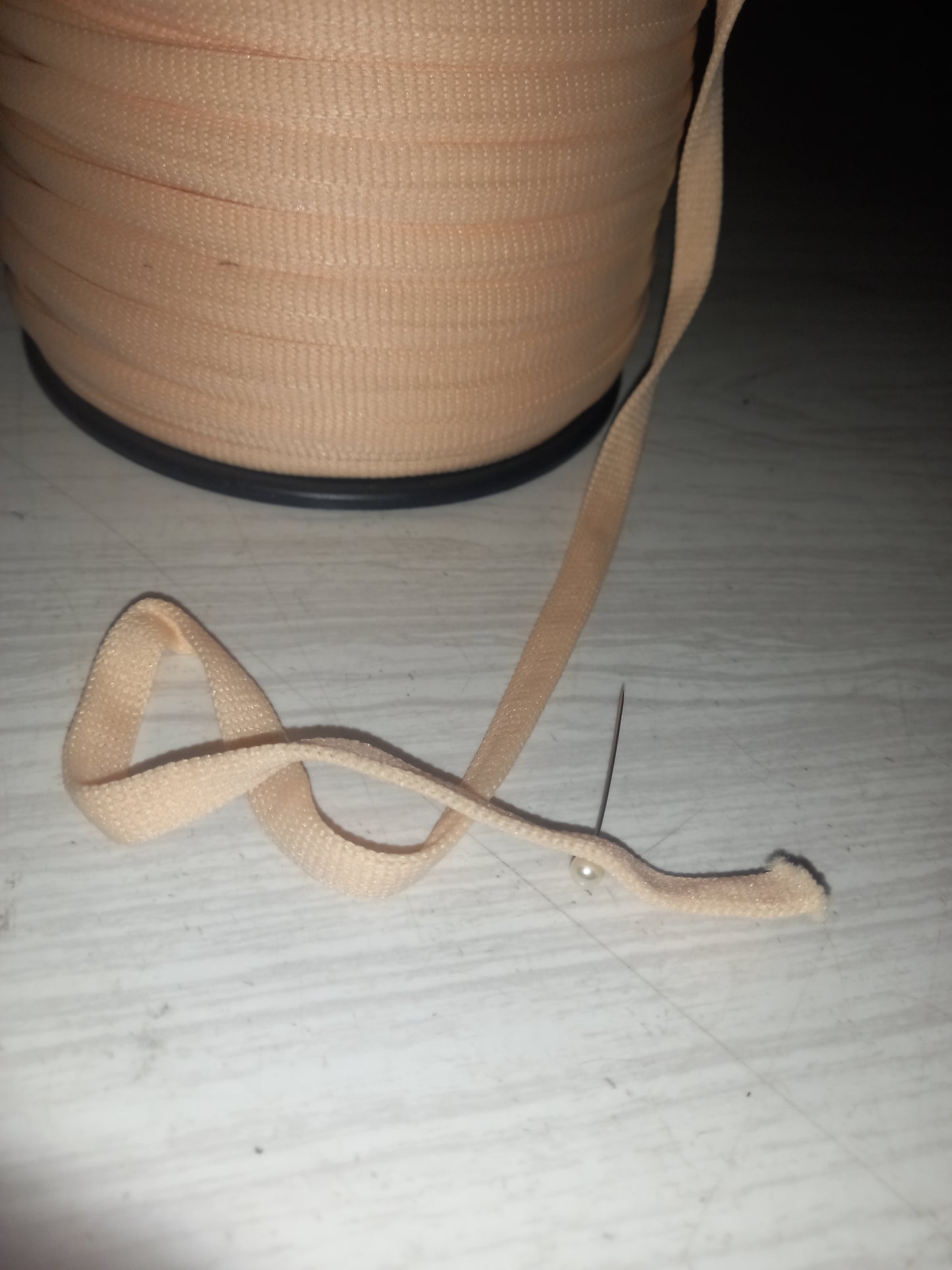 8mm Knitted Nylon Hollow Tape - Peach