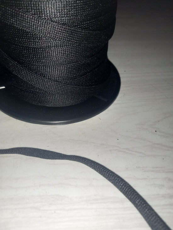 9mm Knitted  Polyester Hollow Tape - Black