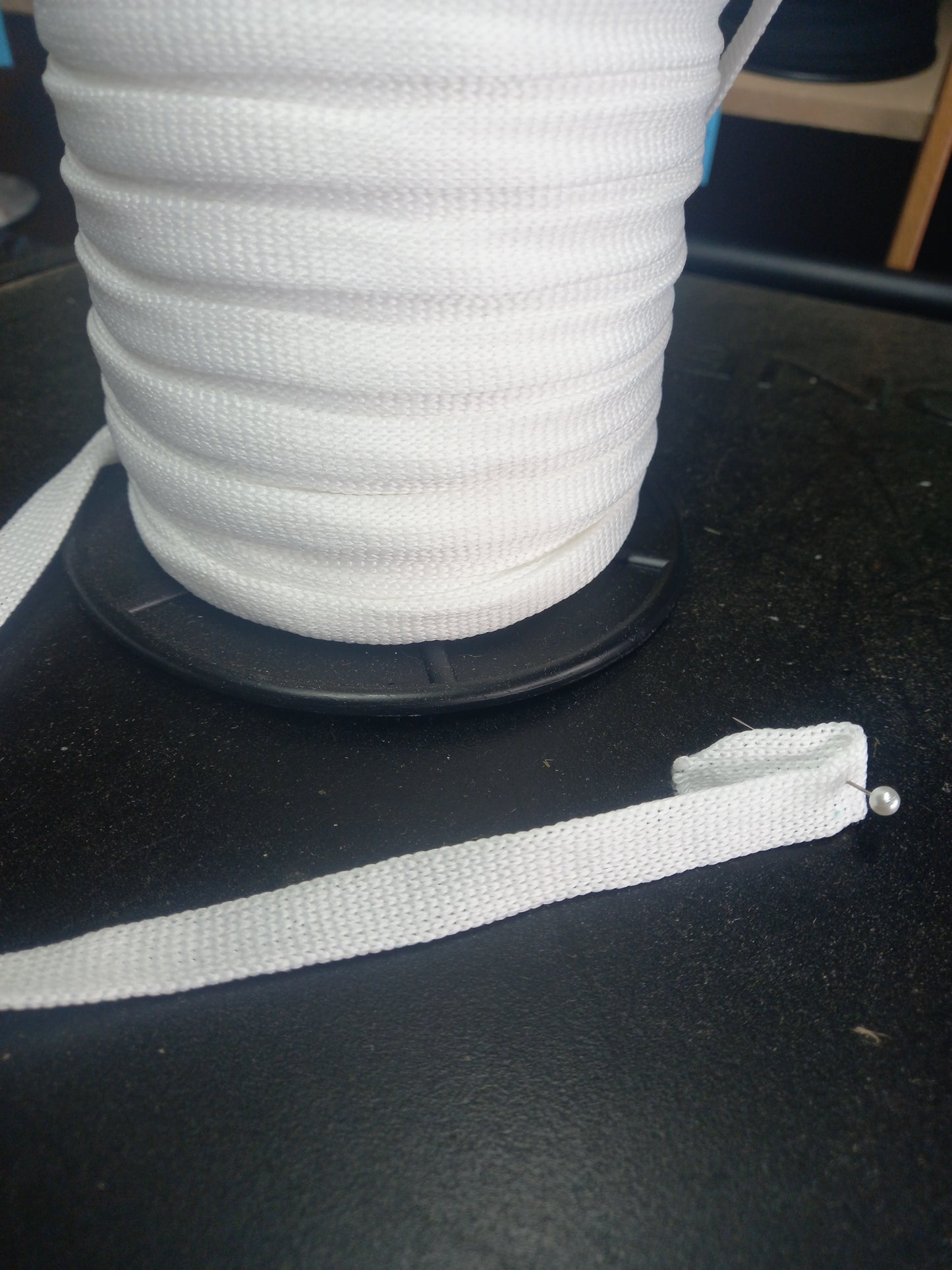 12mm knitted  polyester Hollow Tape - White