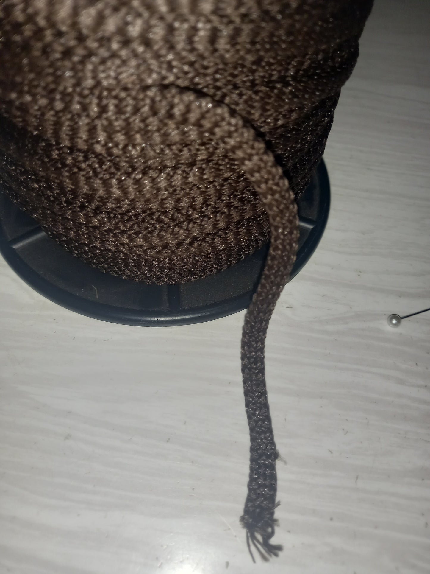 6mm knitted polyester tape  hollow - Brown