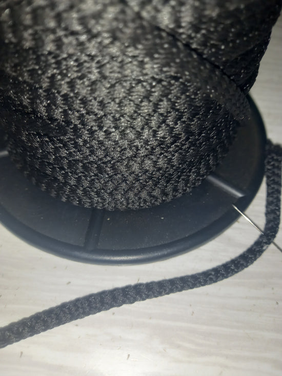 6mm knitted polyester tape  hollow - Black