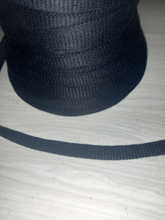 10mm Knitted Cotton hollow Tape - Black
