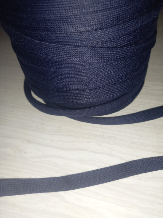 12mm Knitted Cotton hollow Tape - Navy
