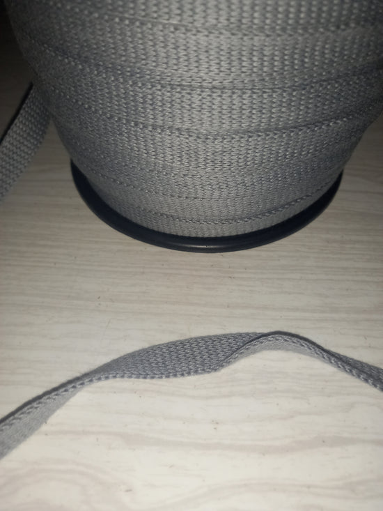 12mm Knitted Cotton hollow Tape - Light Grey