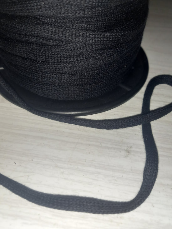 5mm knitted hollow Cotton  tape - Black