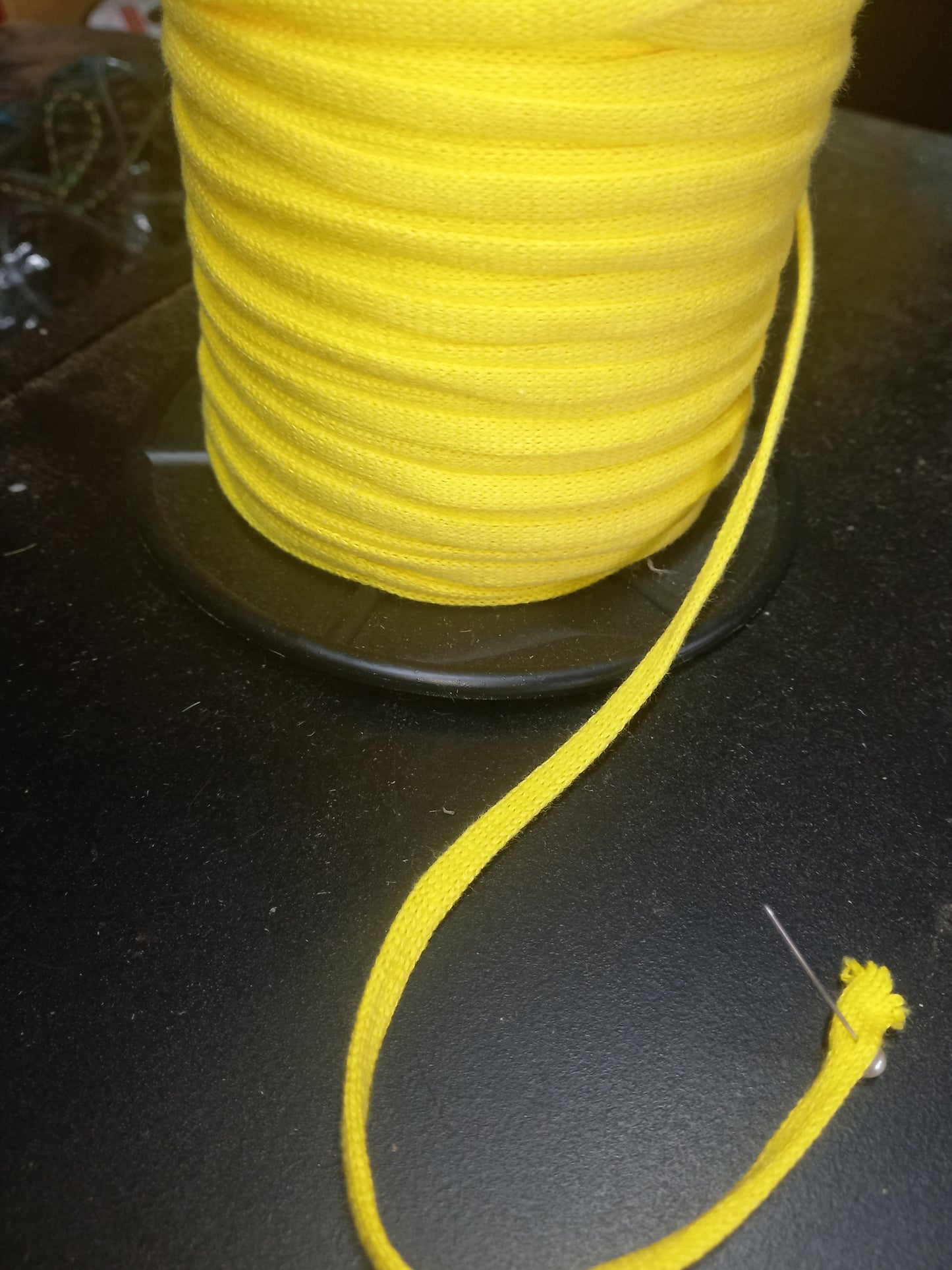 5mm knitted Cotton hollow  tape -yellow
