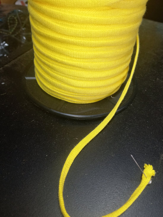 5mm knitted Cotton hollow  tape -yellow