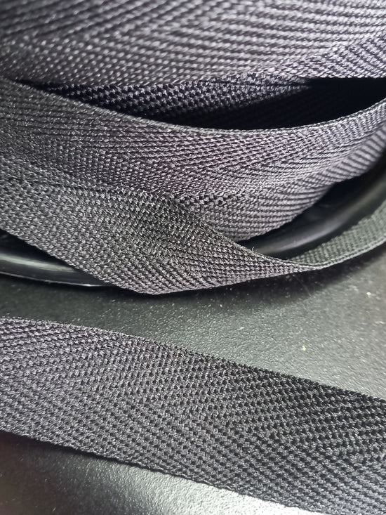19mm Knitted poly/cotton webbing/tape - Black