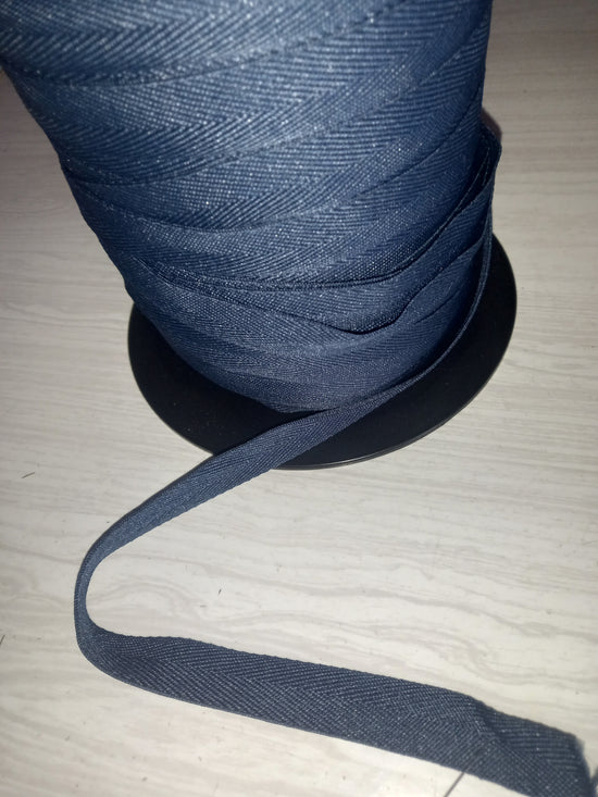 19mm Knitted poly/cotton webbing/tape - Mid Navy
