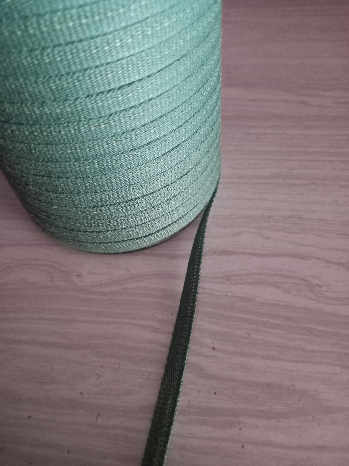 6mm Knitted  cotton tape - Green